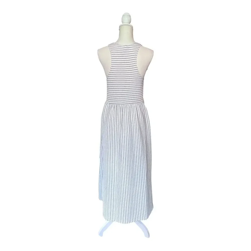 dRA Los Angeles Blue and White Striped Midi Dress - Size Med